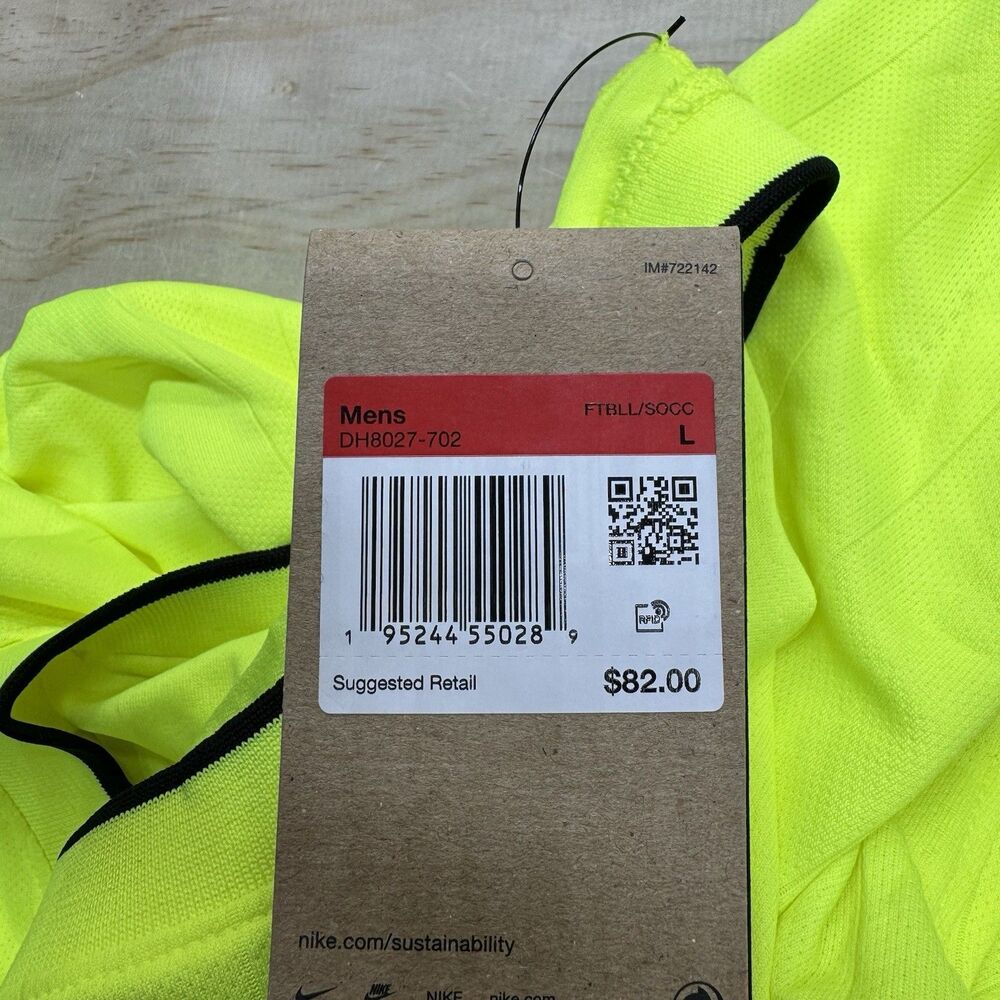 NEW Nike Dri-FIT Soccer Referee Jersey Shirt SLIM Fit Volt LG Mens DH8027-702 - Picture 10 of 14
